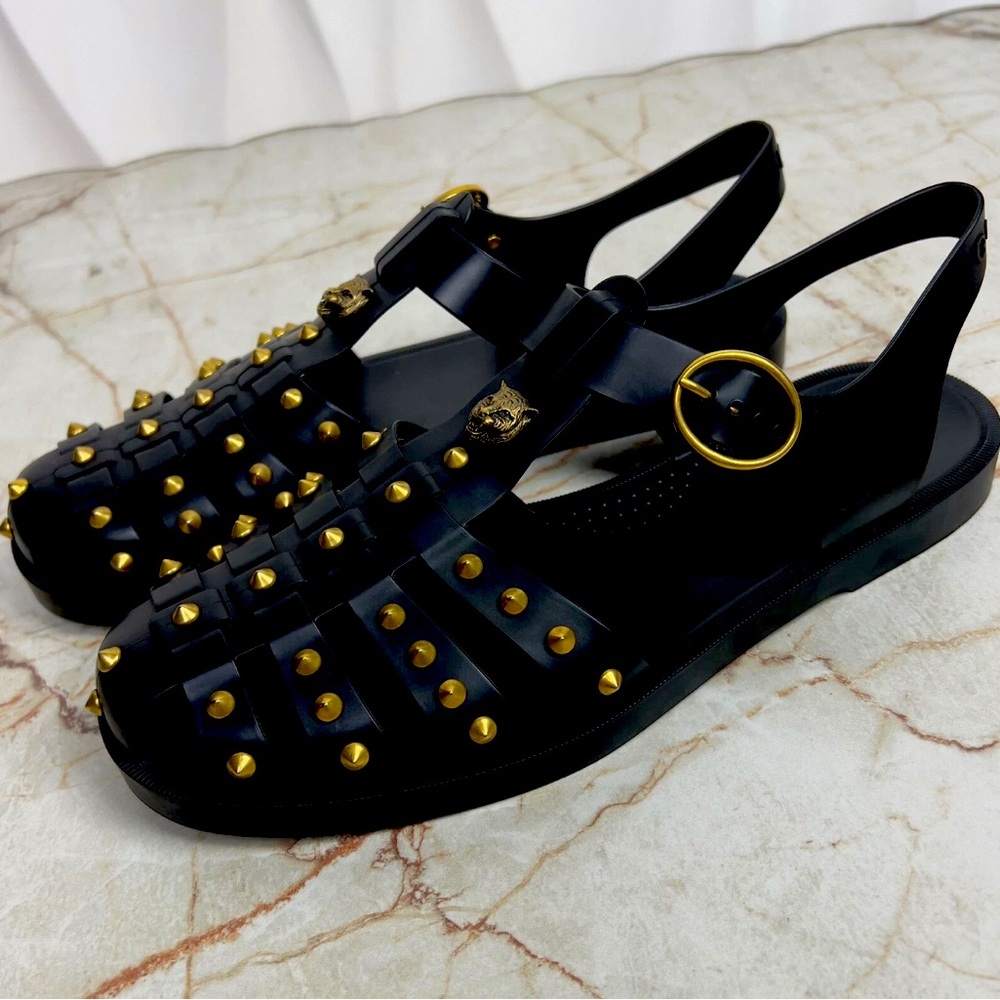 Gucci Tiger Men's Jelly Gladiator Sandals Shoes Studded Size 11 Authenticated - Picture 3 of 12